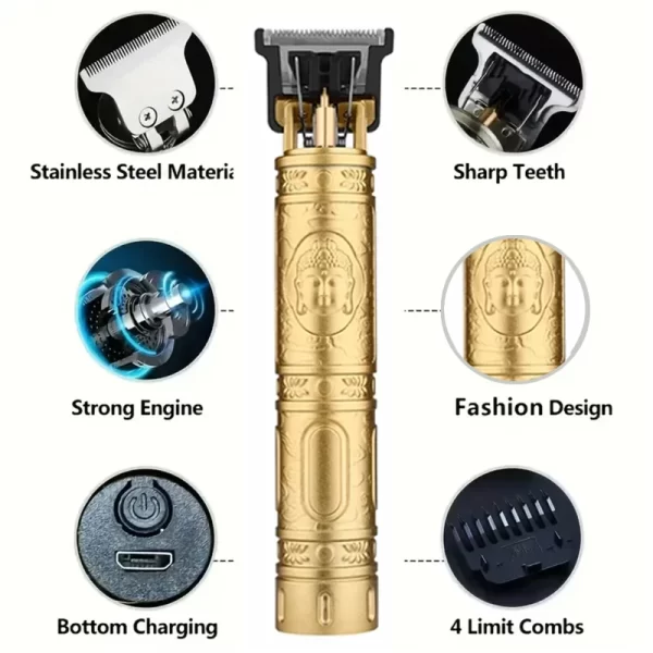 Men's Professional Vintage T9 Carving Hair Clipper Portable USB Rechargeable Shaver Barber Charging Hair Clipper For Hairdresse - Image 3